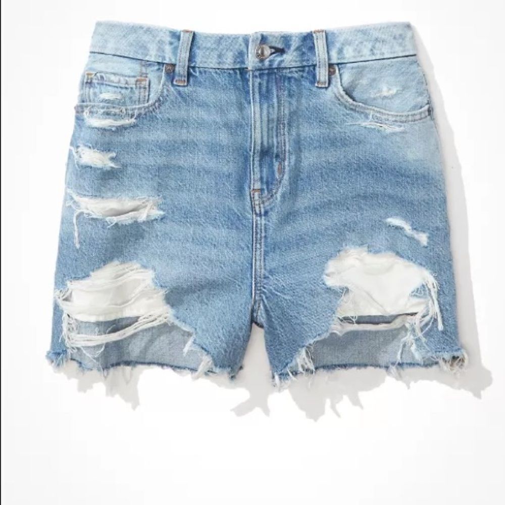 American Eagle Outfitters Light Blue Distressed Denim Jean Shorts